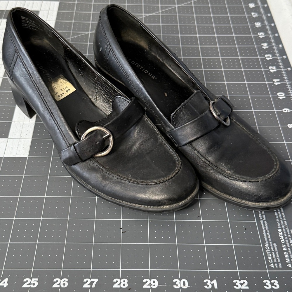 Vintage Y2K Pilgrim Chunky Leather‎ Loafers Black Womens 8.5 Whimsigoth Indie